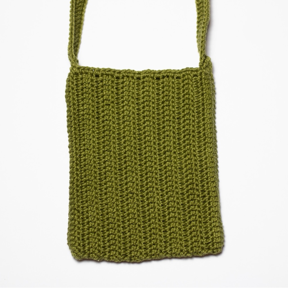 Green Handmade Crochet Crossbody Bag